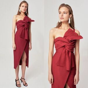 NWT C/meo Collective EACH OTHER MIDI DRESS BERRY